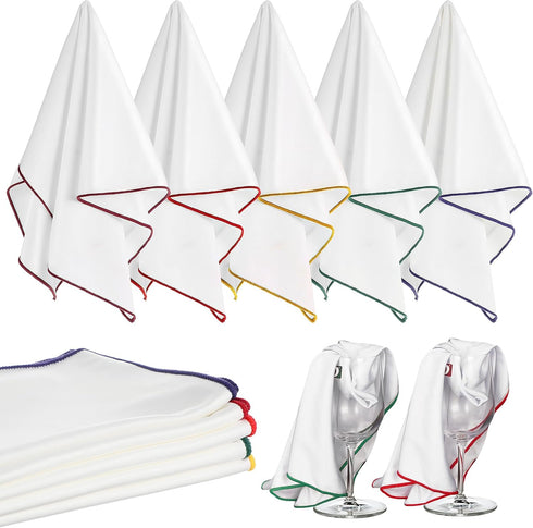 Ubamdom 5 Pcs Wine Glass Polishing Cloths Large Microfiber Cleaning Cloths 20 x