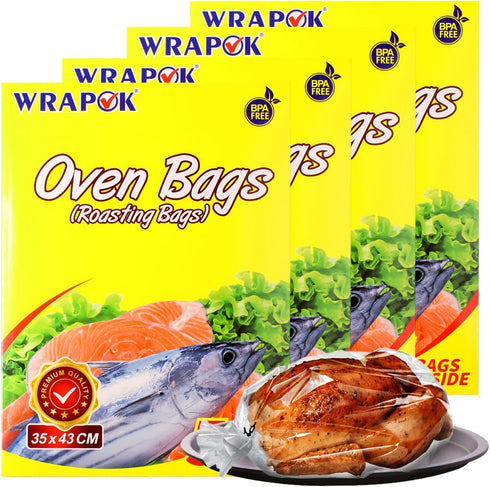 Oven Cooking Bags, Medium Size Roasting Baking Bag for Meats, 20 Bags Total (Pack of 4) - 14 x 17 Inch