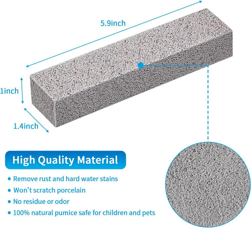 4TH Pumice Stone for Toilet Bowl Cleaning - Scouring Stick Removes Limescale Stain, Hard Water Ring, Calcium (6 Pack)