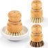 SUBEKYU Bamboo Dish Scrub Brushes, Kitchen Wooden Cleaning Scrubbers Set for Washing