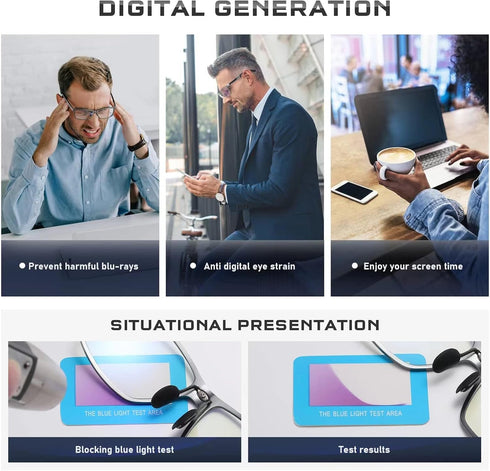 Blue-Light Blocking Glasses for Men/Women, Gaming Eyeglasses with Metal Frame for Computer Screen