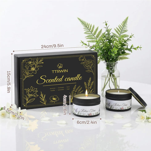 Set 6 TTRWIN Relaxing Scented Candles Gift - Natural Soy Wax Candles for Cosy Home, Aromatherapy Soy Candles in Jars
