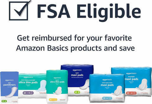 Amazon Basics Thick Maxi Pads for Periods, Super Absorbency, Unscented, 48 Count, 1 Pack