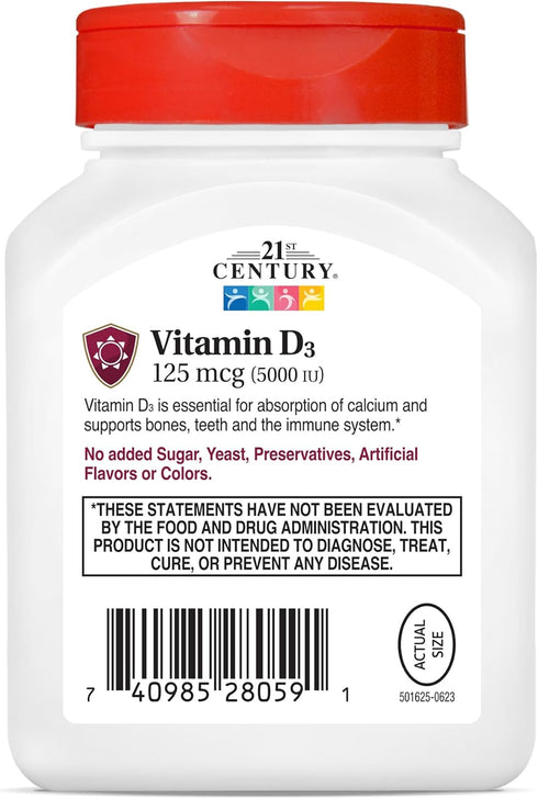 21st Century Vitamin D3 250 mcg (10,000 IU) | 110 Count Rapid Release Softgels