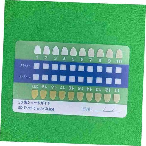Ipetboom 20-Piece Set PVC Tooth Shade Comparison Chart Matte Finish Tooth Color Contrast Cards for Whitening Supplies