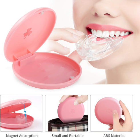 (2 Pack) Solid Orthodontic Retainer Cases, Durable Retainer Storage Case, Pink Color