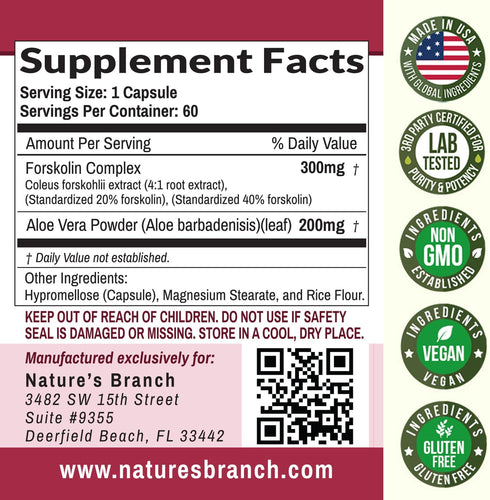 Premium 100% Ultra Pure Forskolin for Weight Loss, Max Strength with 40% Coleus Forskohlii Extract, 60 Diet Pills