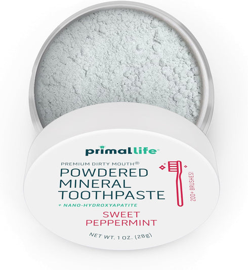 Primal Life Organics Dirty Mouth Toothpowder, Tooth Cleaning Powder, Organic, Vegan, Sweet Peppermint, 1 oz