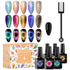 MEET ACROSS 9D Cat Eye Gel Nail Polish Set - 6 Colors Soak Off UV LED Light Magnetic Gel Kit with Free Magnet Stick