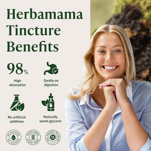 Immune Immunity 42-Day HERBAMAMA Chaga Mushroom Tincture - Vegan Support & Defense with Chaga Mushroom Extract Drops