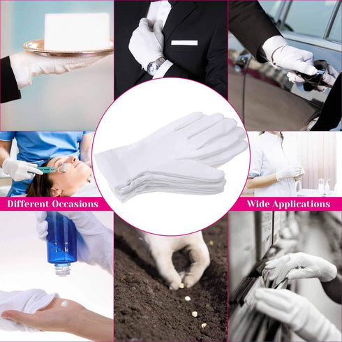 Selizo Moisturizing Gloves for Dry Hands Overnight, 3 Pairs 100% White Cotton Spa Gloves for Eczema, Women