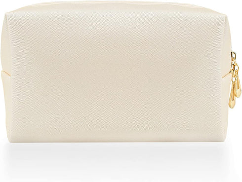 Small Portable Makeup Bag for Women, Waterproof Cosmetic Pouch for Travel, Toiletry Bag (Beige, Normal)