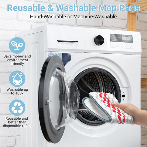 Reusable Mop Pads, 5 Pack Compatible with Swiffer PowerMop, Microfiber Machine Washable Replacement Pads for Hardwood