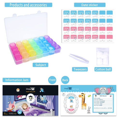 Tooth Fairy Box, Keepsake Tooth Holders for Kids, Tooth Container Box Gift, 2 PCS for Storing Baby's Lost Teeth