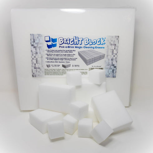 Bright Block Pick-a-Brick Magic Cleaning Eraser Sponges, High Density Melamine Scrubbers for Bathroom and Kitchen.