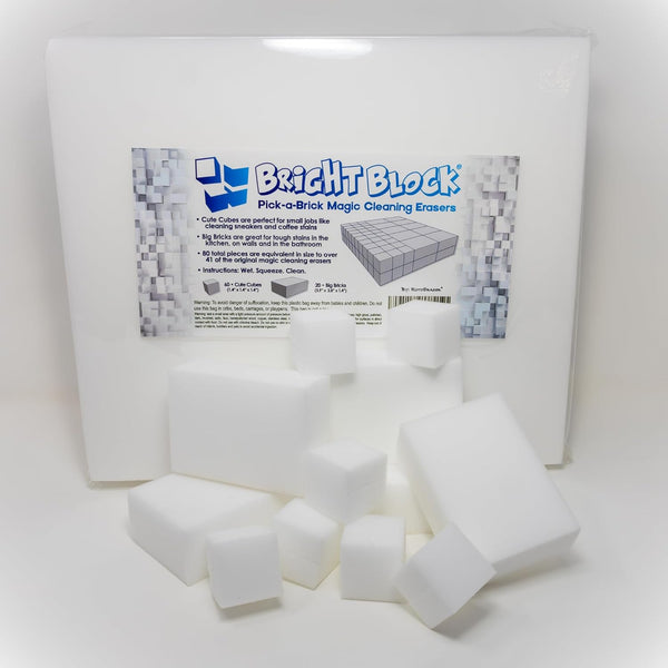 Bright Block Pick-a-Brick Magic Cleaning Eraser Sponges, High Density Melamine Scrubbers for Bathroom and Kitchen.