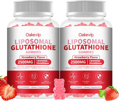 Oakevlp Extra Powerful 2500MG Liposomal Glutathione Gummies for skin whitening,Enhance 98% Absorption-Complex L-Cysteine,L-Glycine,Milk