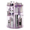 Rotating Makeup Organizer for Vanity, Adjustable Spinning Tray, Cosmetic Display Case with Brush Holder & Perfume Tray