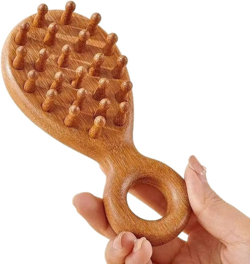 KINTEGOOD Sandalwood Head and Scalp Massager Comb, Wide Tooth Wooden Gua Sha Tool