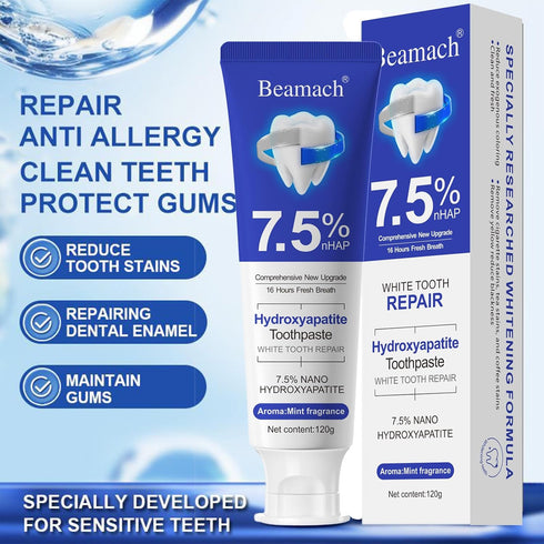 Nichalous 7.5% (2) Beamach Hydroxyapatite Toothpaste Nano Hydroxyapatite Whitening Toothpaste for Enamel Protection