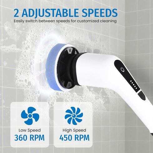 Electric Spin Scrubber, Cordless Scrubber with 7 Replaceable Cleaning Brushes and Dual Speed, Power Scrubber