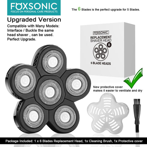 Universal 6 Blades Replacement Heads - 5 Blades Head Shaver Replacement Blades for Mainstream Shaver Brands