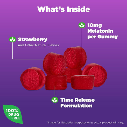 Natrol Time Release Melatonin 10 mg, Dietary Supplement for Restful Sleep, Sleep Gummies for Adults, 35 Strawberry-Flavored Melatonin Gummies, 35 Day Supply