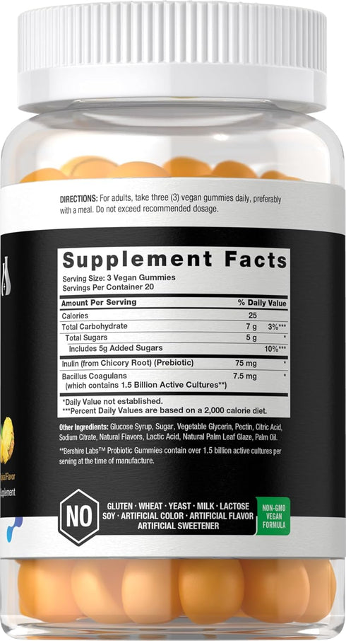 Horbaeach Probiotic Gummies | 60 Count | 1.5 Billion Effective Cells | Doctor Formulated | Vegan, Non-GMO, and Gluten Free Supplement for Women and Men | Tropical Flavor