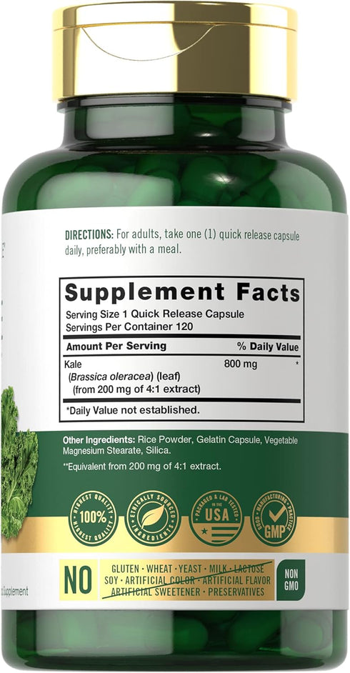 Carlyle Kale Extract 800mg | 120 Capsules | Non-GMO and Gluten Free