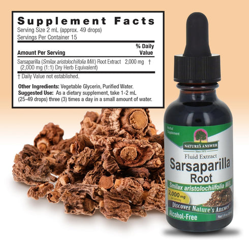 Nature's Answer Sarsaparilla Root Liquid, Alcohol-Free, 1-Fluid Ounce | Natural Cleanser & Detoxifier