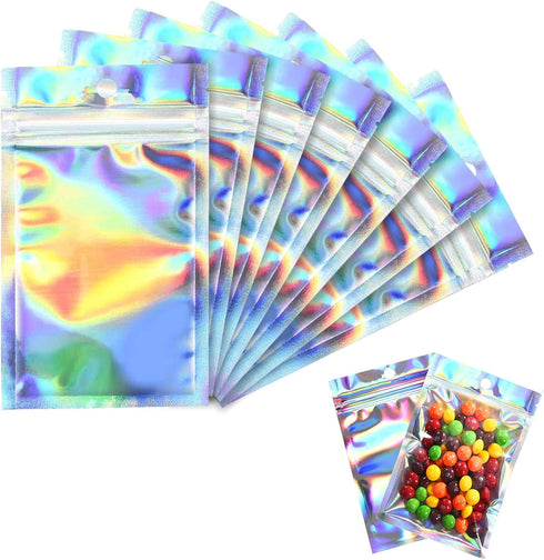 100 Pcs Resealable Ziplock Food Storage Bags, Water Proof Bag with Clear Window for Coffee Beans Candy Sample Food