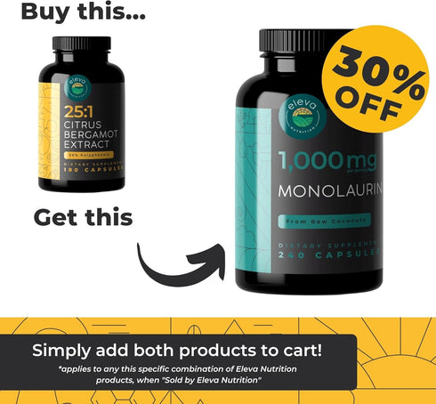 Citrus Bergamot Extract 1000mg Capsules - 180 Capsules, 25:1 Citrus Bergamot, 50% Polyphenols, Vegan, Non-GMO, Black