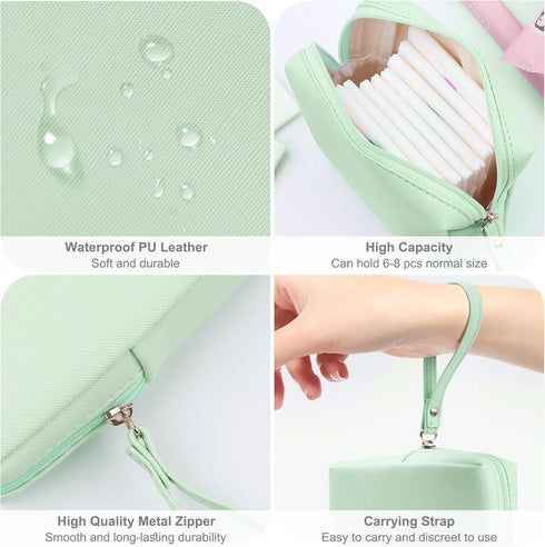 Teircno Sanitary Napkin Period bag for Women, Sanitary Napkin Storage Bag, PU Leather Sanitary Pad Bags Pounch