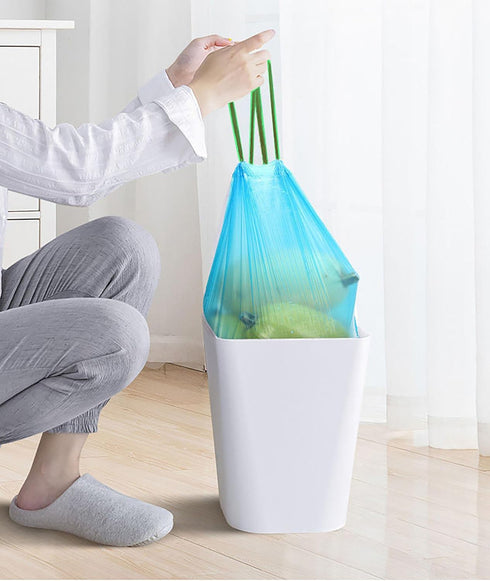 100pcs Small Tear-Free Drawstring Trash Bags, 1.1 Mil Thick, 4 Gallon Unscented Garbage Bags for Bathroom
