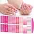 SILPECWEE Pink Nail Wraps for Women, Solid Color Glitter Self Adhesive Nail Polish Stickers with 1pc Nail File (16