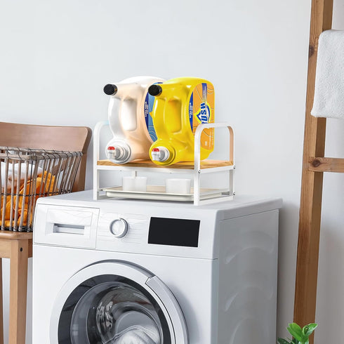 Laundry Detergent Holder Laundry Liquid Detergent Organizer, Laundry Detergent Storage with Drip Tray, Liquid Laundry Detergent Holder with Drip Tray for Laundry Room Organization (White)