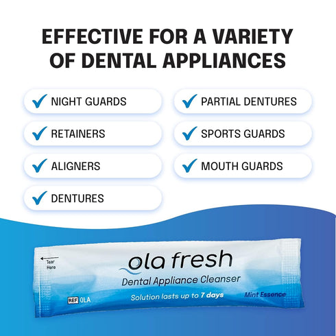 Dental Appliance Cleanser, 24 Packets of Concentrated Cleaner Powder for Retainers & Dentures, Mint Flavor