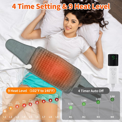 Heating Pad for Back Pain Relief, Electric Wearable Heating Pad for Neck, Shoulder, Menstrual Waist Heat Pad Wrap