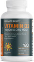 Bronson Vitamin D3 10,000 IU (250 MCG), 180 Tablets for Healthy Muscle Function & Immune Support, Non-GMO