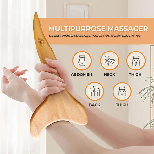 Nuddspa 4 (4 Pack) Wood Therapy Massage Tools Pcs, Lymphatic Drainage Massager, Maderoterapia Kit, Anti Cellulite
