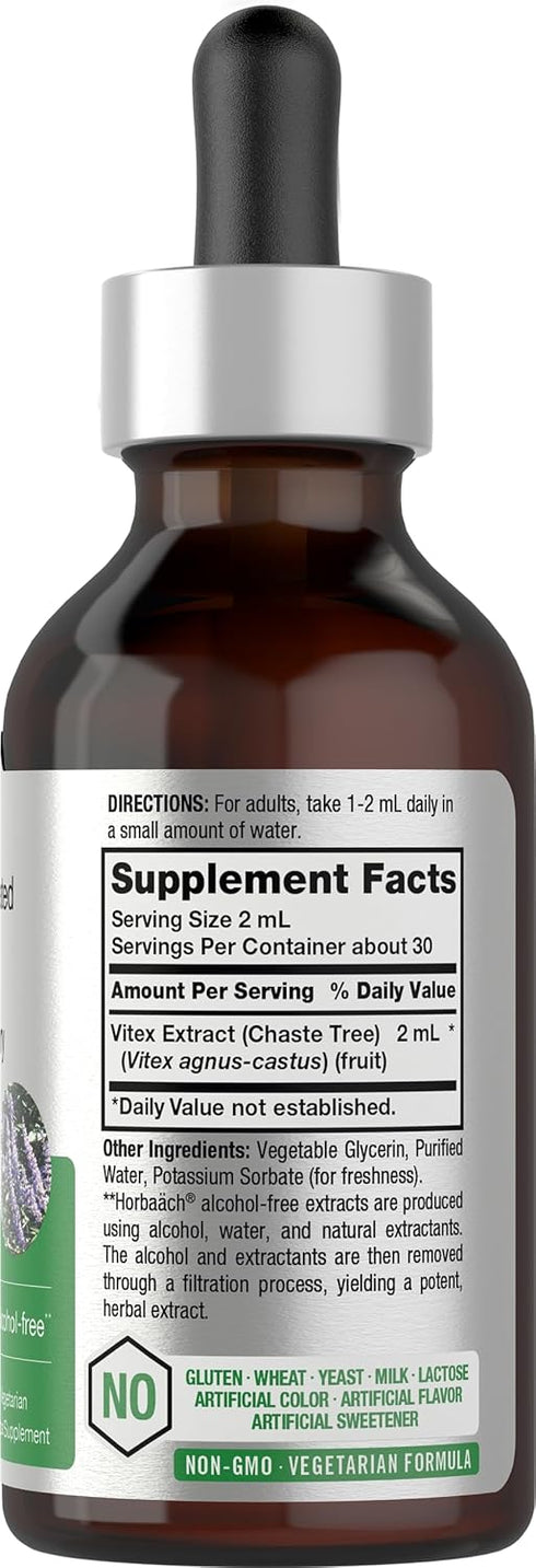 Horbaeach Vitex Berry Chasteberry Extract | 2 fl oz | Super Concentrated | Alcohol Free Chaste Tree Berry Supplement | Vegetarian, Non-GMO, Gluten Free