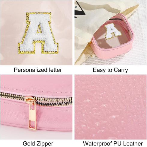 Mini Makeup Bag, Clear Toiletry Case, Portable Make Up Organizer, Small Cosmetic Bag for Purse, Best Friend Gifts, Pink