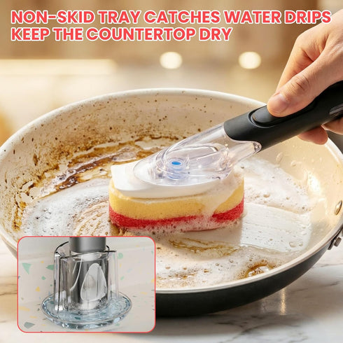 Set 10 Soap Dispensing Replacement Dish Brush Storage with PCS Sponge Refills & Holder - RIMAY Dispenser Scrub Cleaning