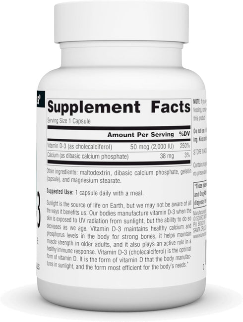 Source Naturals Vitamin D-3 2000 iu Supports Bone & Immune Health* - 100 Capsules