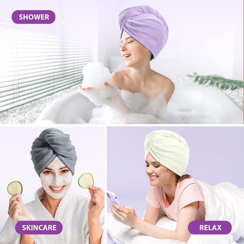 YFONG Larger Microfiber Hair Towel Wrap for Women, Purple, 30" X 10.2"