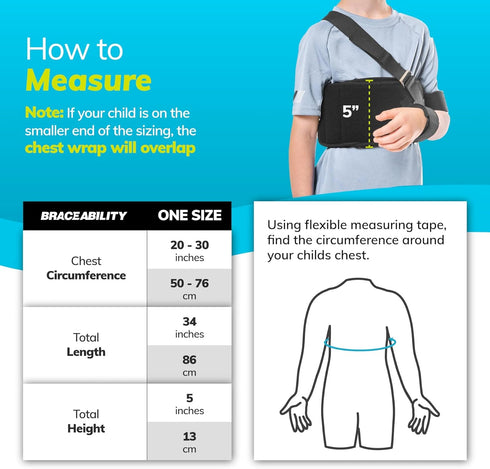 Immobilizer (20" 30" BraceAbility Pediatric Shoulder | Child Size Arm Sling Stabilizer for Broken Collarbone & Shoulder