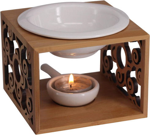 Singeek Ceramic Essential Oil Burner Diffuser,Hollowing Floral Tea Light Holder Aromatherapy Oil Warmer,