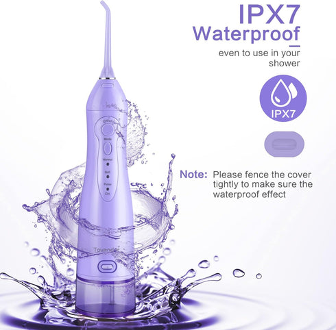 TOVENDOR Electric Water Flosser, Cordless Dental Oral Irrigator, 3 Modes, 3 Tips, 300ML, Waterproof