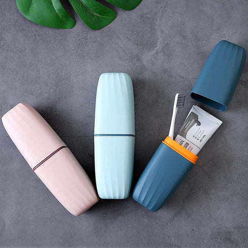Toothbrush Cup Holder with Cover, Portable Toothbrush Case and Carrier for Bathroom, School, Business Trip