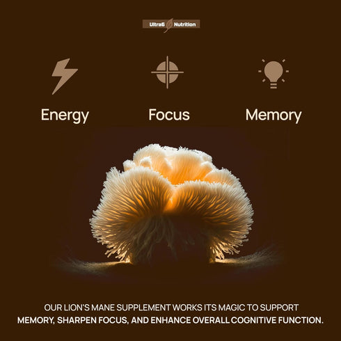 Organic Lions Mane Capsules - Immune Health & Cognitive Supplement with Reishi & Cordyceps, 90 Veggie Capsules